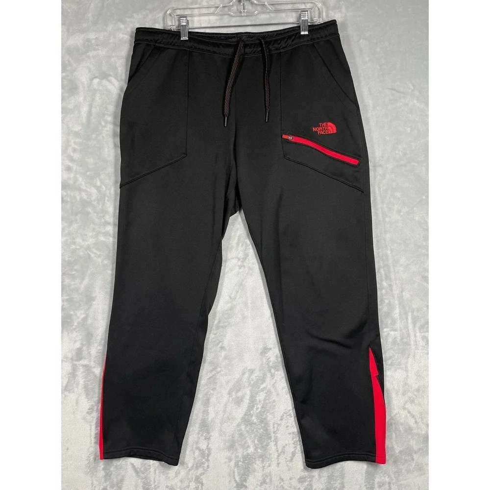 The North Face Mens XL Black Red Active Track Pants Zippered Ankle Joggers